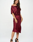 Satin Stretch Dress with Slit