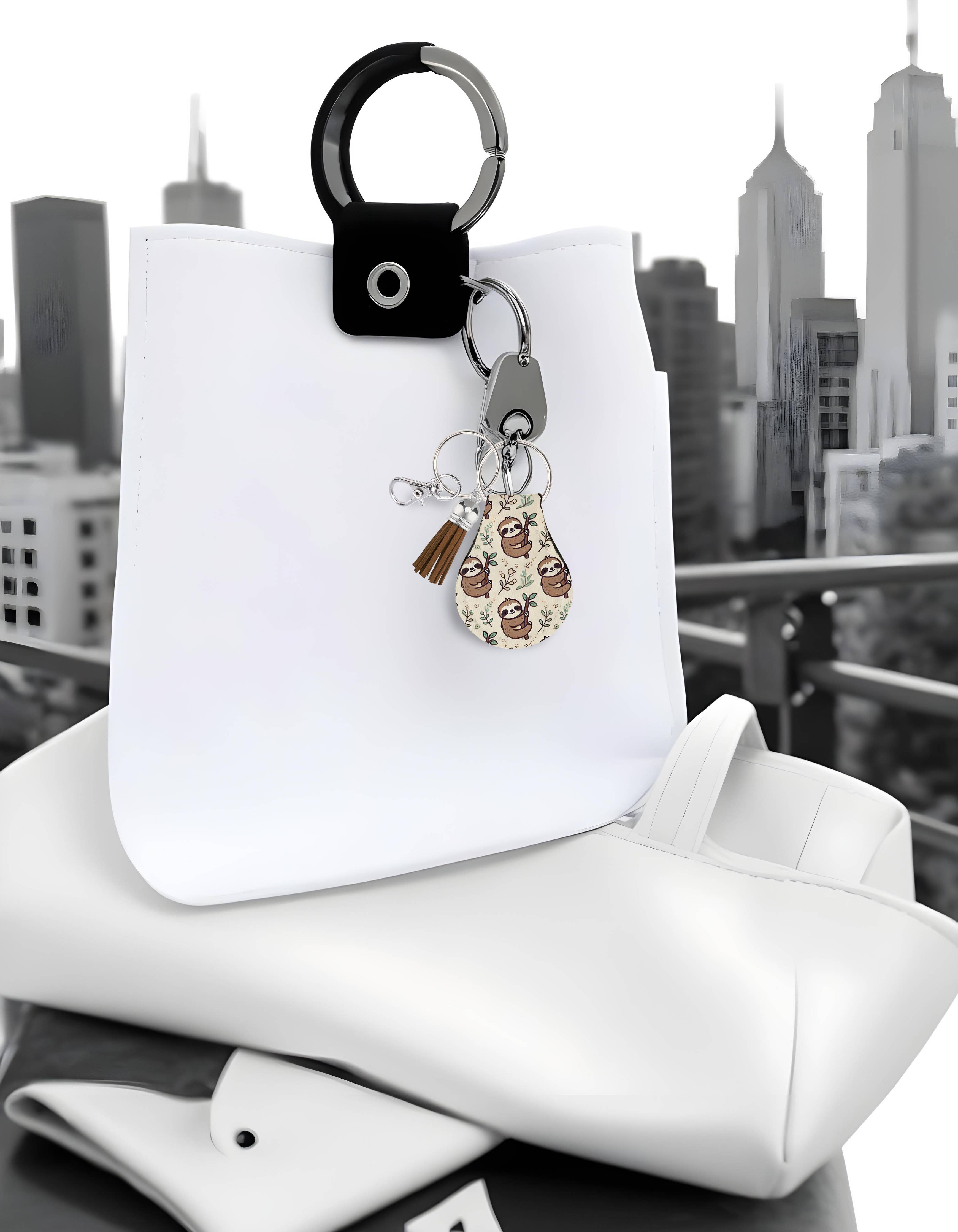 Neoprene AirTag Compatible Case Keychain – Sloth