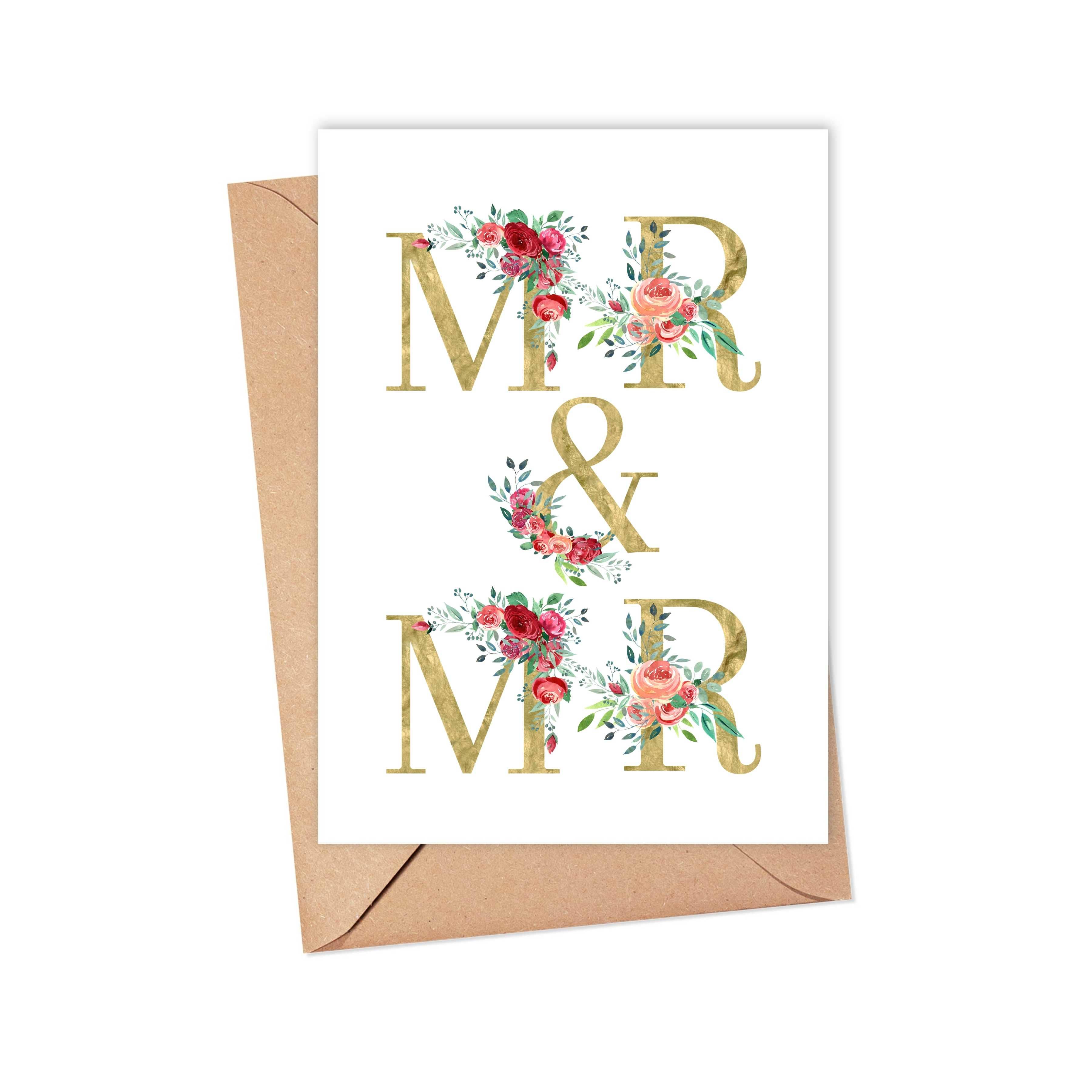 Mr and Mr Two Grooms LGBTQ Wedding Card - Just Married Cards