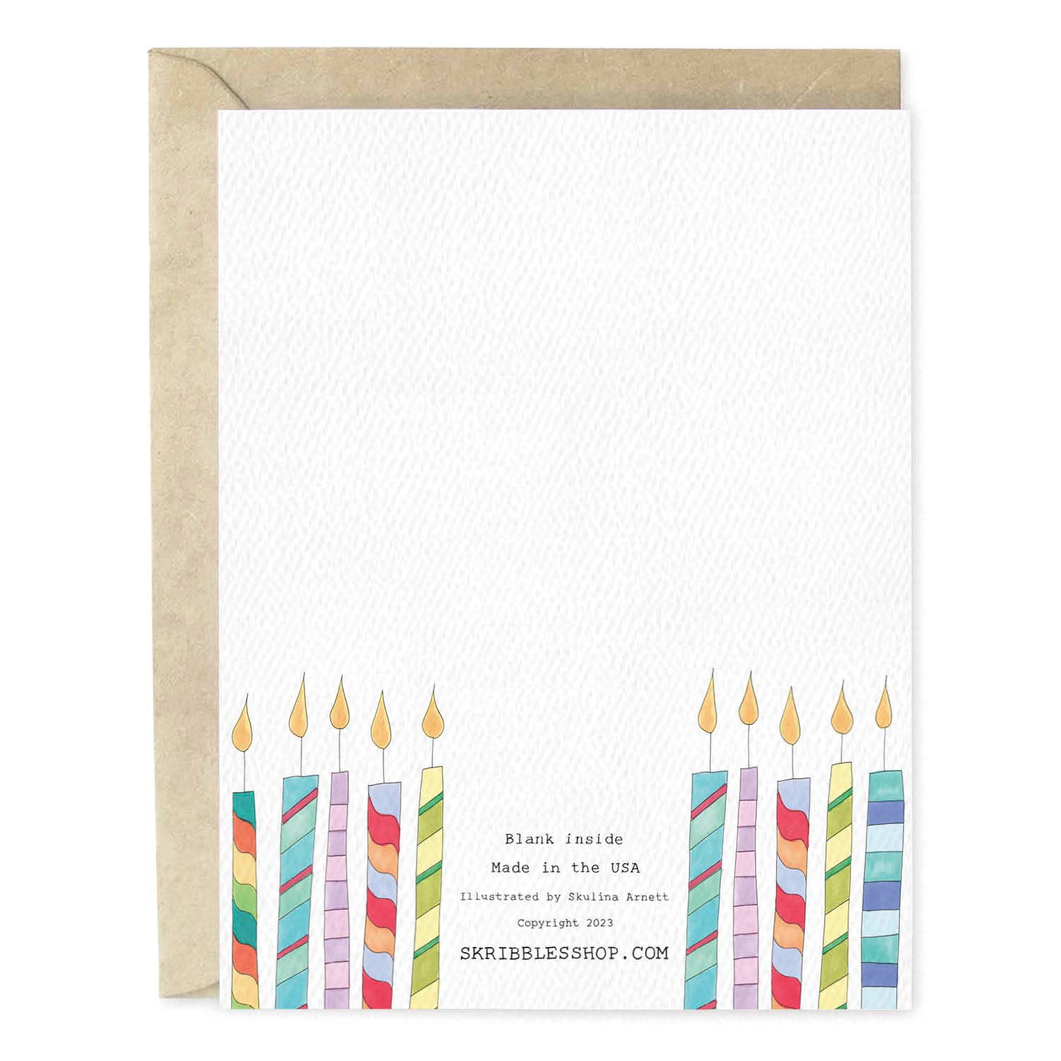Candle Birthday Wishes Hand-Illustrated Greeting Card