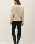 Barn Jacket with Faux Leather Collar