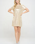 Made in USA Metallic Short Sleeve Dress