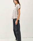 Dolman Button Down Short Sleeve Shirt