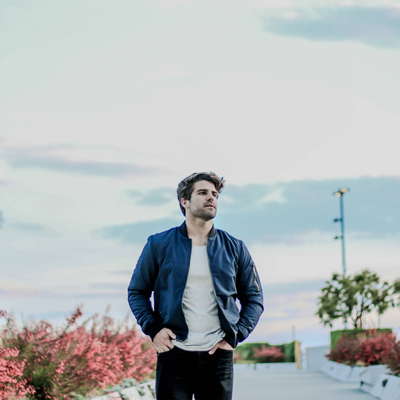 Lewis Sherpa Lined Bomber Jacket  - Navy