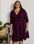 Callie Long Sleeve Wrap Dress - Diamond Vine Dark Purple