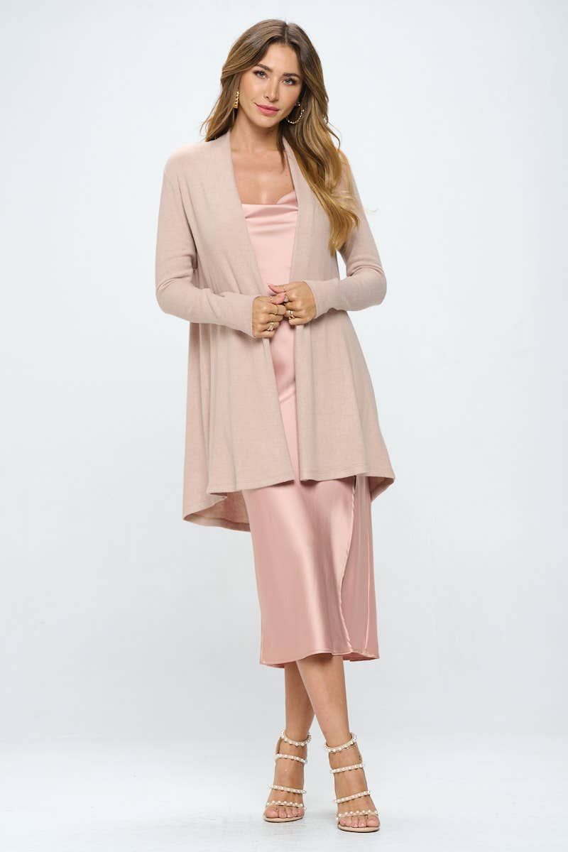 Made in USA Brushed Knit Draped Cardigan with Cashmere Feel