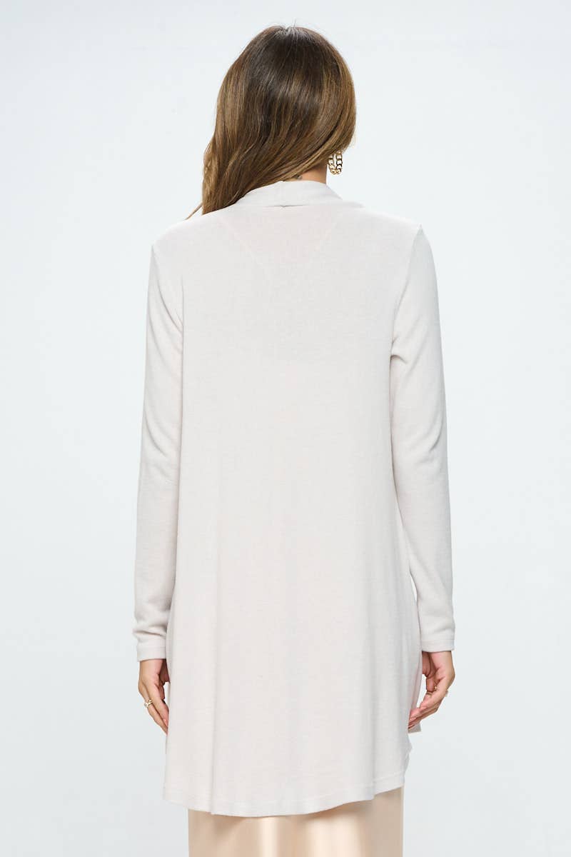Made in USA Brushed Knit Draped Cardigan with Cashmere Feel