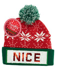 Holiday Naughty or Nice Sequin Pom Hat