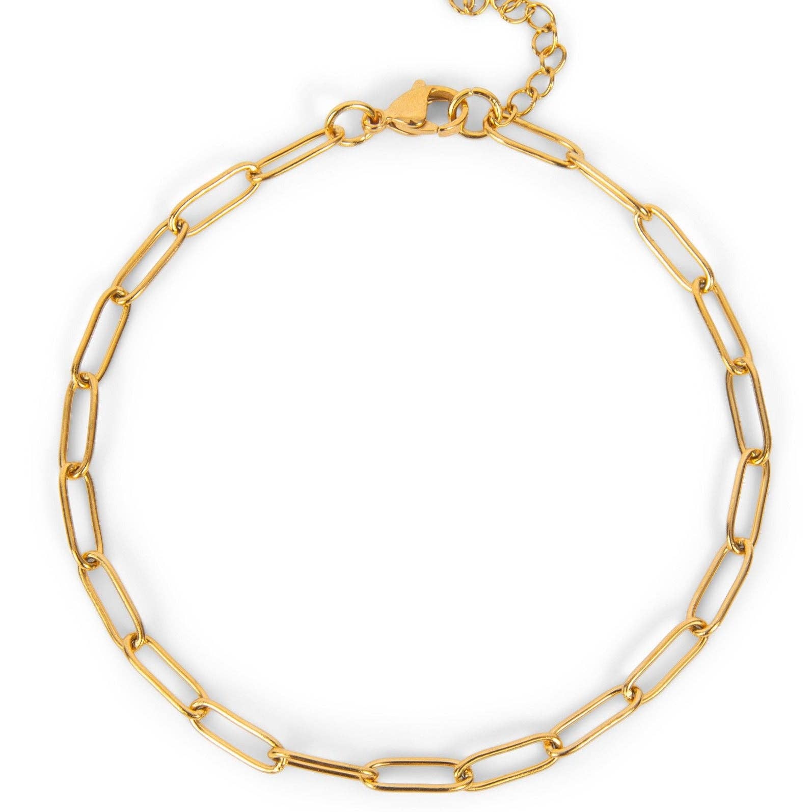 Classic Gold Anklet - Paperclip Chain