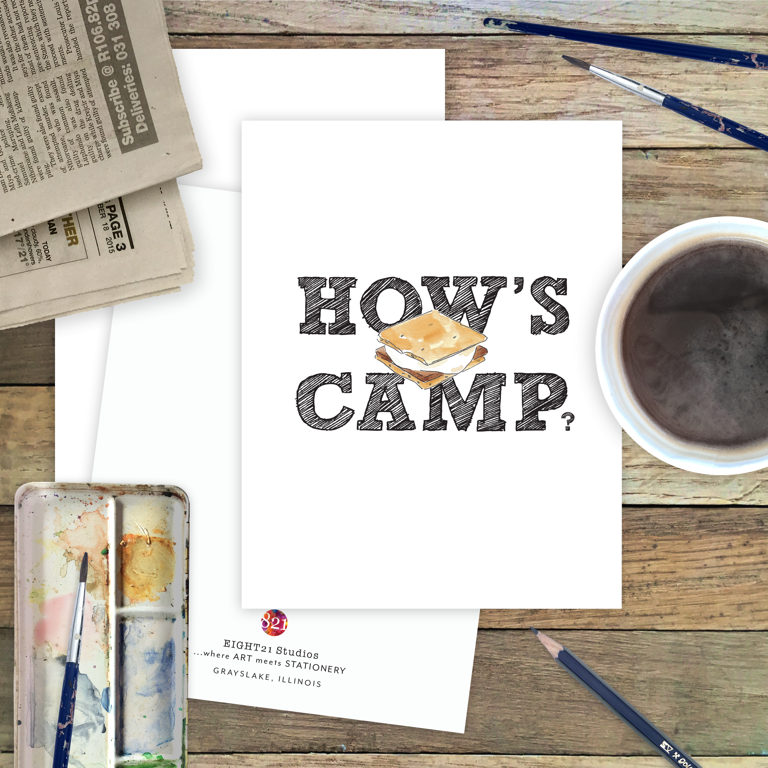 How's Camp, Letters from Home, Summer Camp Greeting Card