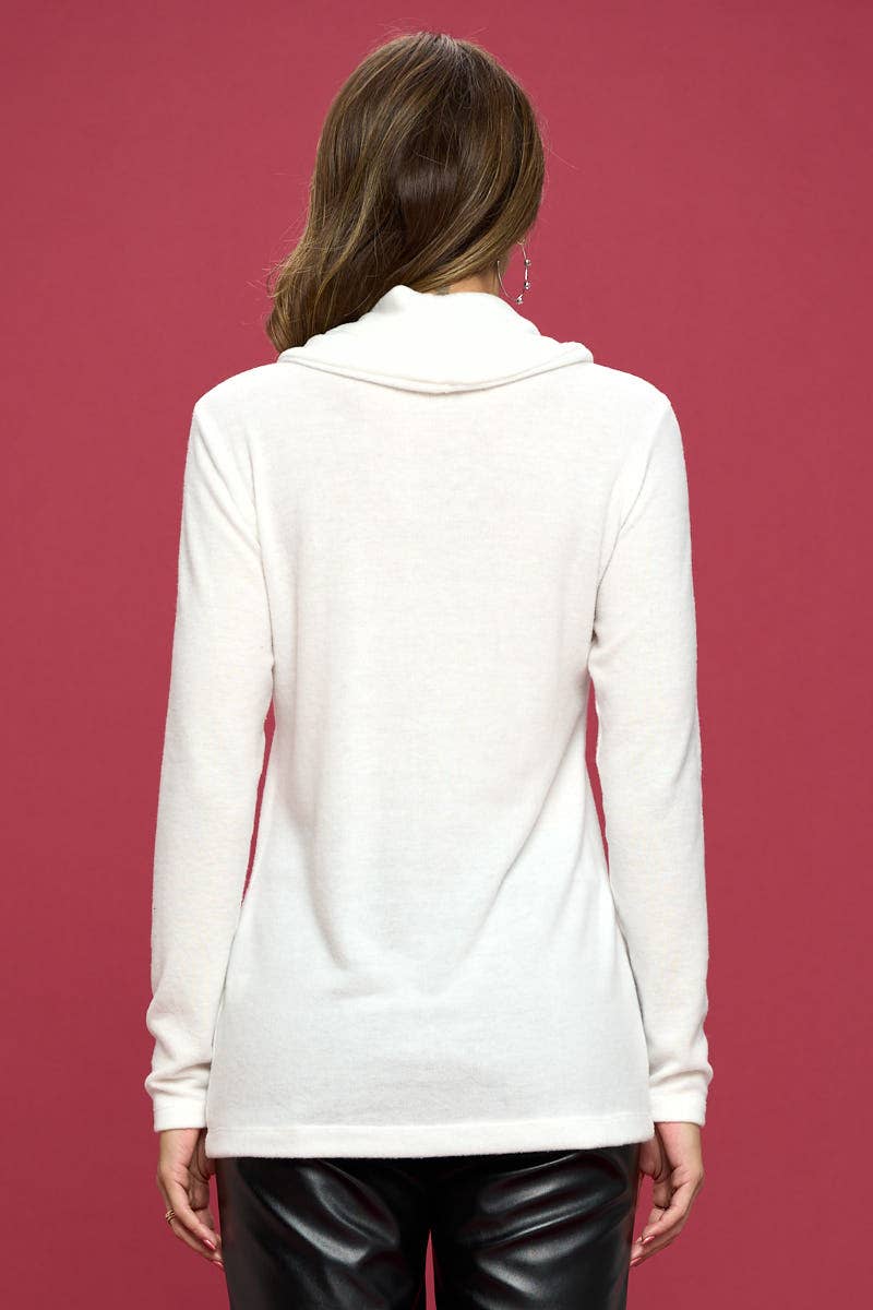 Made in USA Extra Soft Brushed Knit Turtleneck Tunic Top