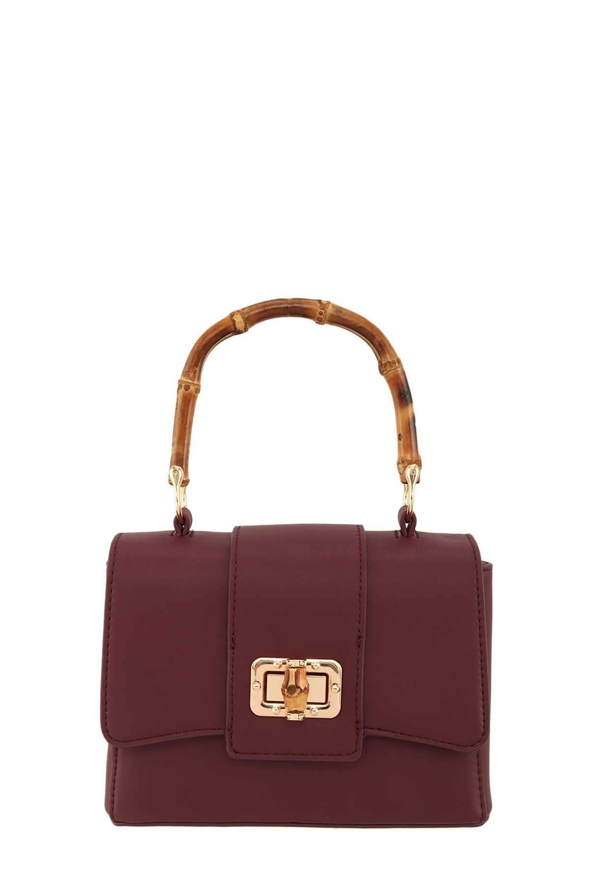 Vintage Style Crossbody Bag with Bamboo Handle