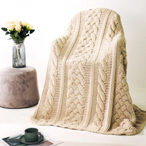Super Soft Cable Knit Poly Microfiber Throw Blanket