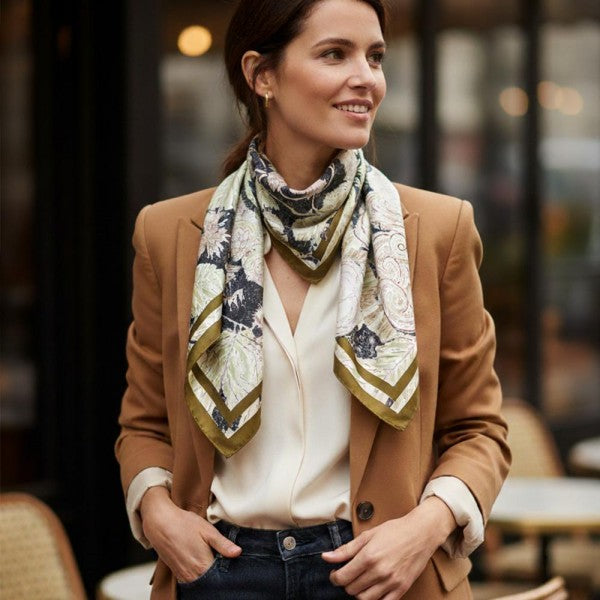 Abstract Floral Print Bandana Scarf