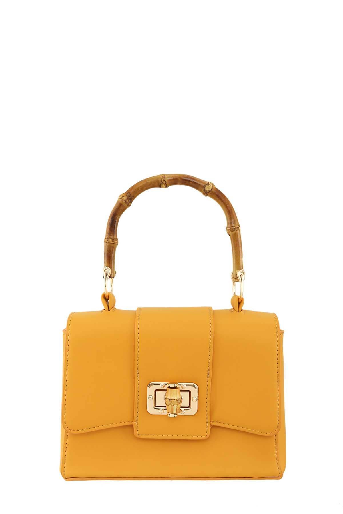 Vintage Style Crossbody Bag with Bamboo Handle