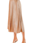 Velour Pleated Midi Skirt