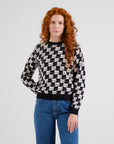 Pepita Cats Pattern Pullover Sweater