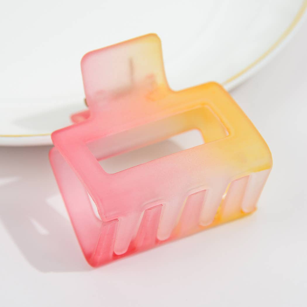 French Matte Gradient Square Medium Hair Claw Clips