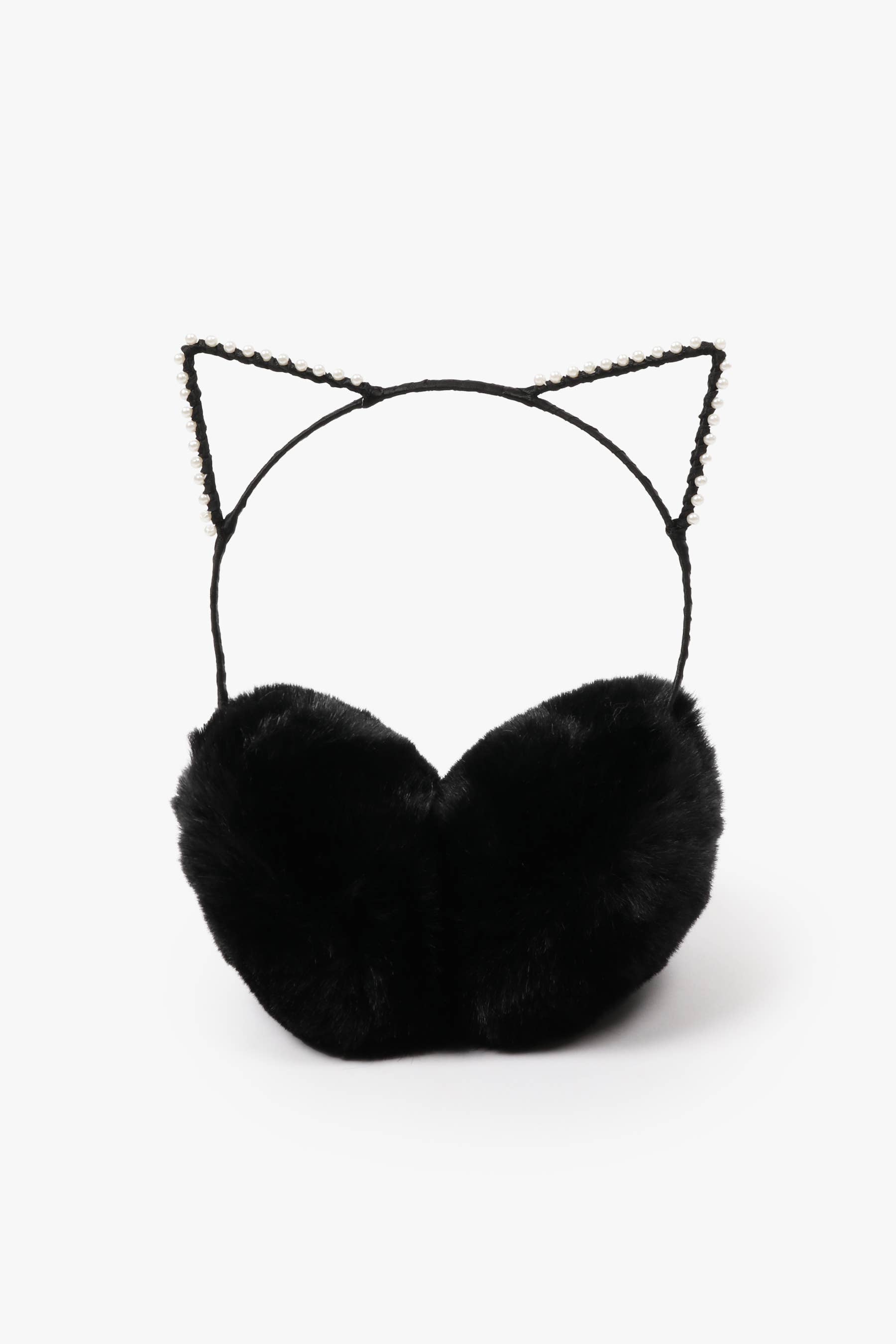 Faux Fur Ear Muffs with Pearl Trimmed Cat Ears