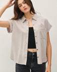 Dolman Button Down Short Sleeve Shirt