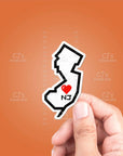 New Jersey Pixel Heart State Outline Sticker Vinyl Decal
