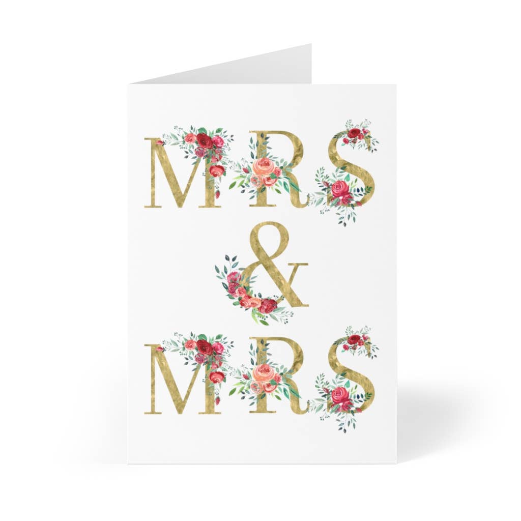 Mrs and Mrs Lesbian Wedding Card - Just Married Two Brides