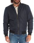 Lewis Sherpa Lined Bomber Jacket - Navy
