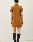 Faux Suede Polo Dress