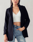 Simple Structured Blazer with Welt Pockets