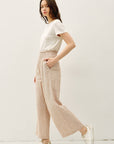 Striped Linen Blend Wide Leg Pants
