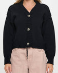 Thick Knit Long Sleeve Cardigan with Buttons