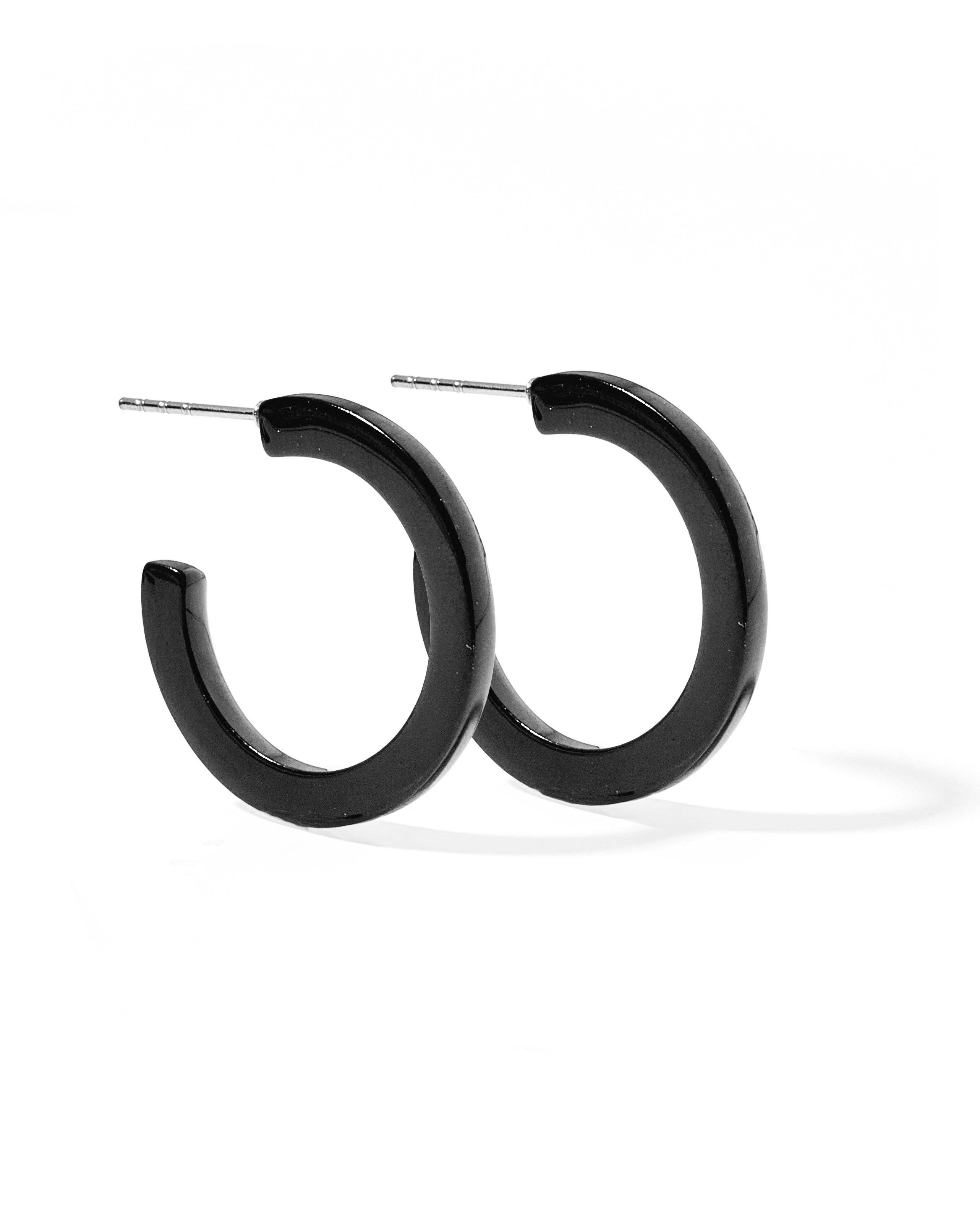 Holly Mini Hoop Earrings - True Black