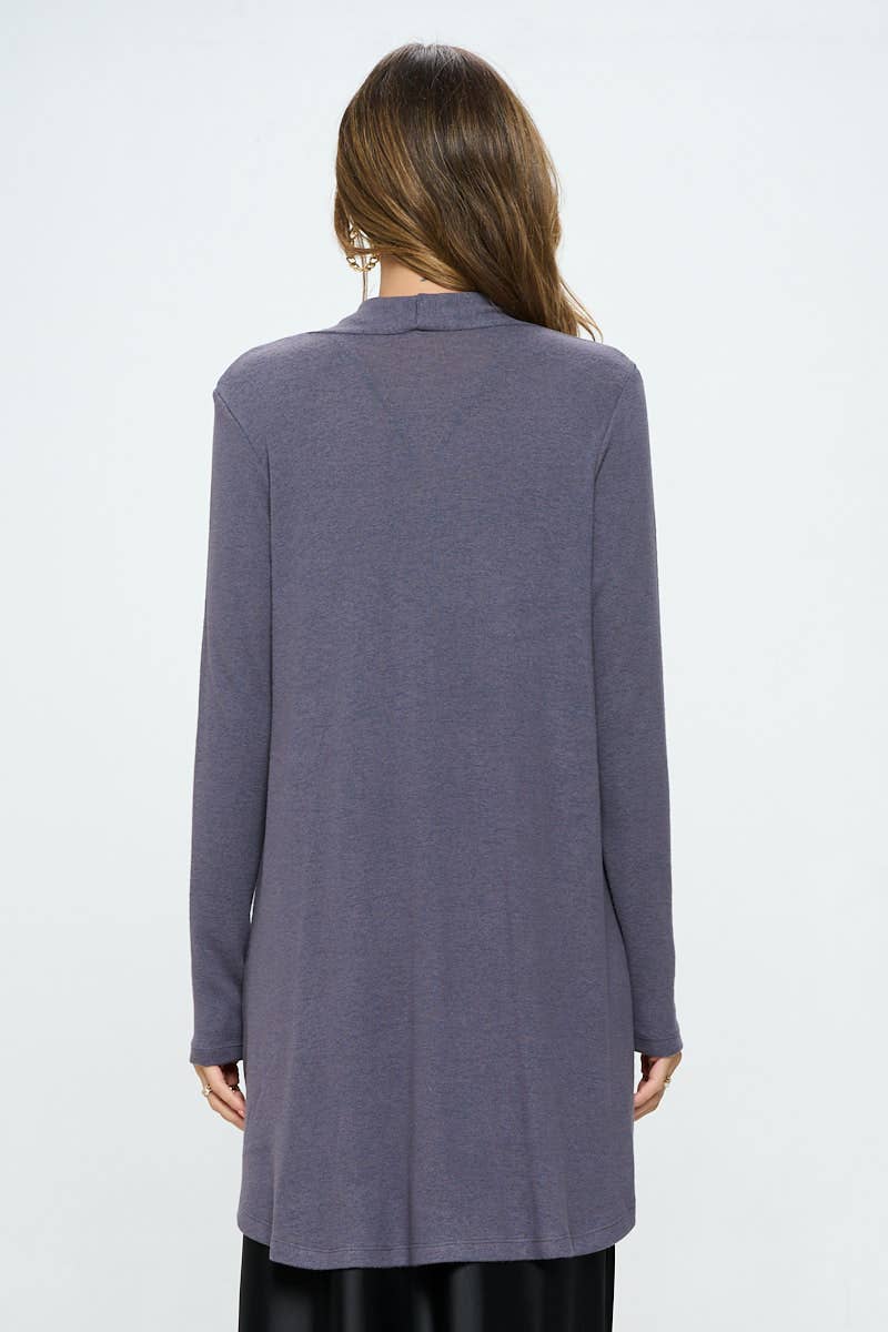 Made in USA Brushed Knit Draped Cardigan with Cashmere Feel