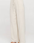 Made in USA Linen Striped Adjustable Straight Leg Pants