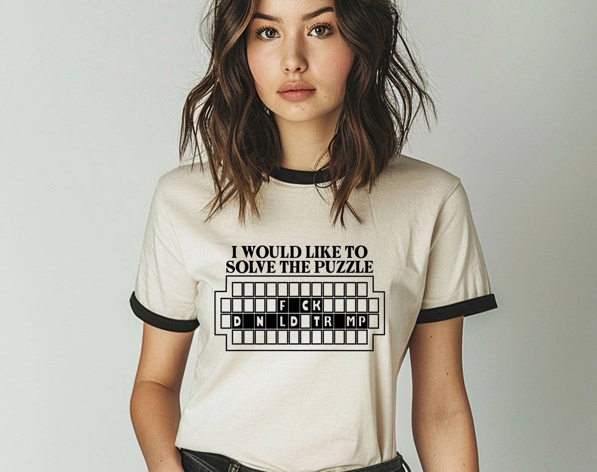 Solve The Puzzle F*ck Trump - Funny Anti-Trump Ringer Shirt