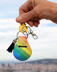 Neoprene AirTag Compatible Case Keychain – Rainbow Stripe