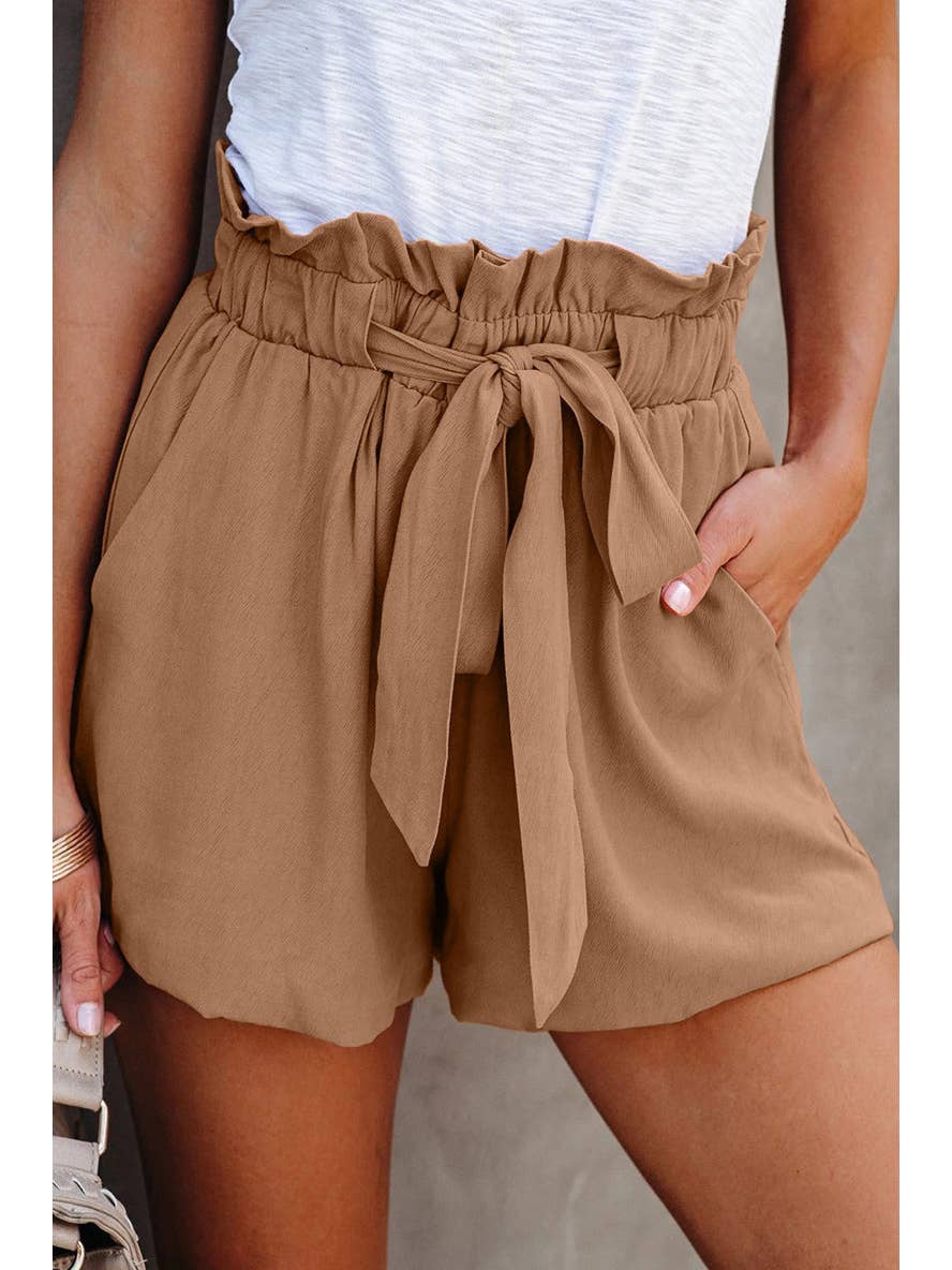 Drawstring waist casual women shorts