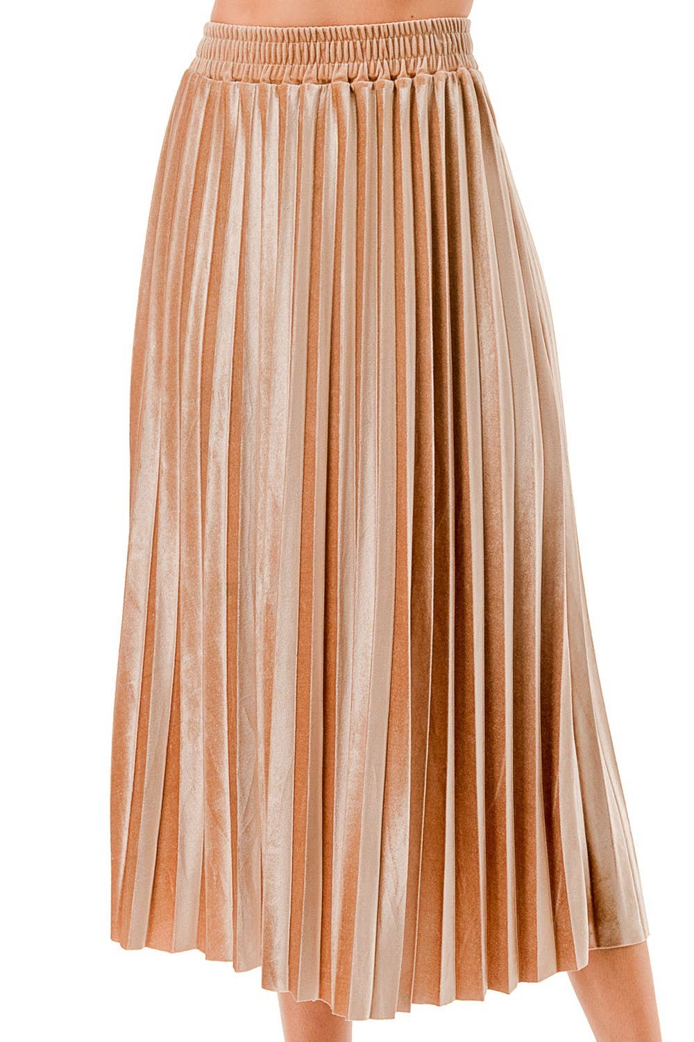 Velour Pleated Midi Skirt