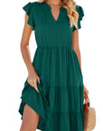 V-neck Ruffle Sleeve Dress