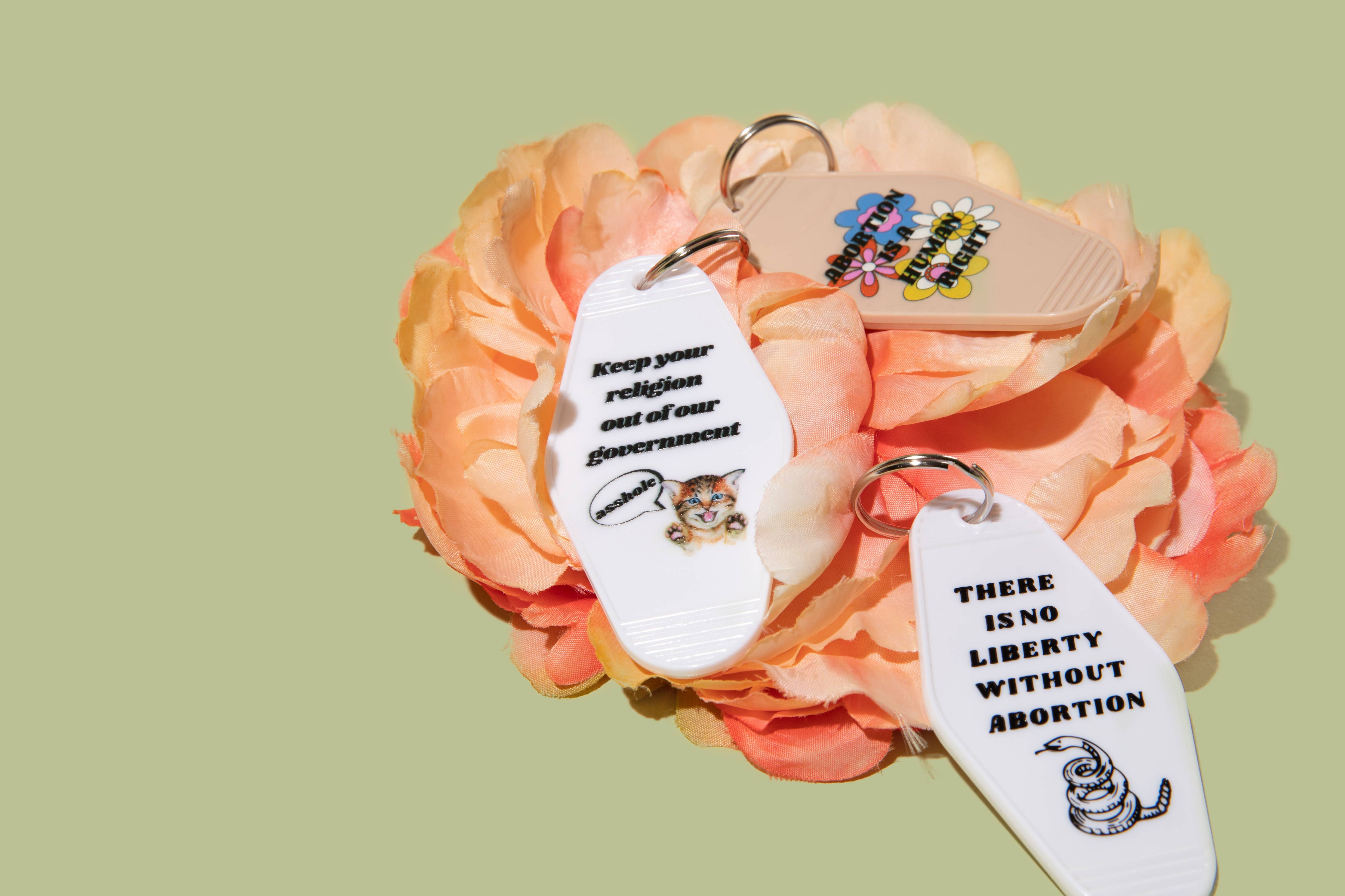 Abortion is a Human Right Pro-Choice Keychain '70s Groovy
