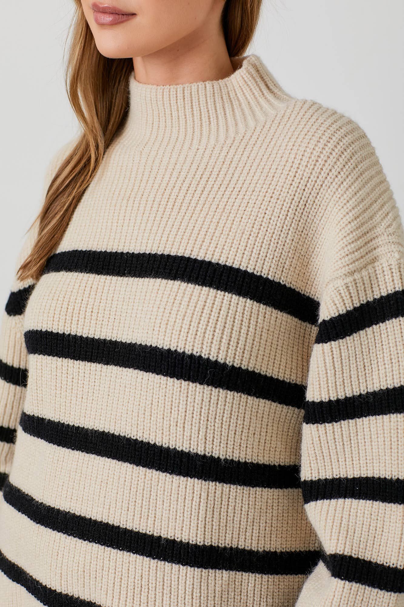Mock Neck Ribbed Knit Sweater