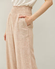 Striped Linen Blend Wide Leg Pants