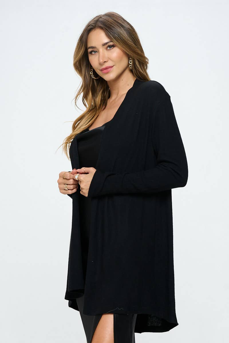 Made in USA Brushed Knit Draped Cardigan with Cashmere Feel