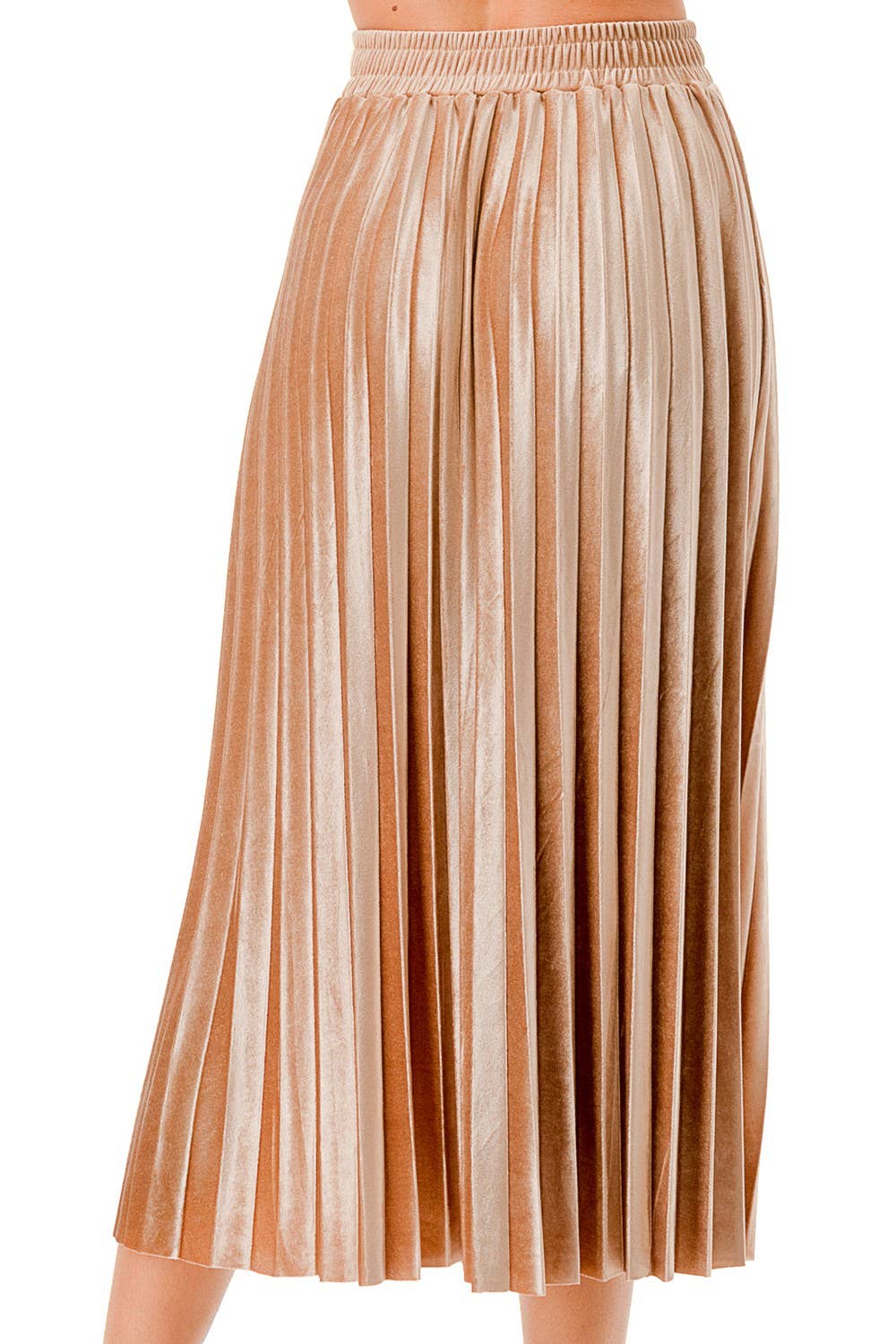 Velour Pleated Midi Skirt