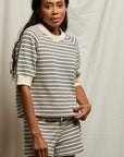 Stripe Short Sleeve Raglan Sweatshirt - Perfect White Tee