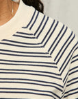 Stripe Short Sleeve Raglan Sweatshirt - Perfect White Tee