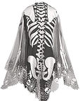Skeleton 60x60 Pewter Lace Halloween Poncho Costume