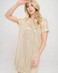 Made in USA Metallic Short Sleeve Dress