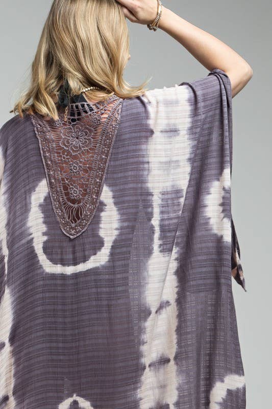 Tie Dye with Crochet Accent Kimono