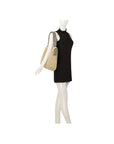 Striped Knot Handle Straw Tote
